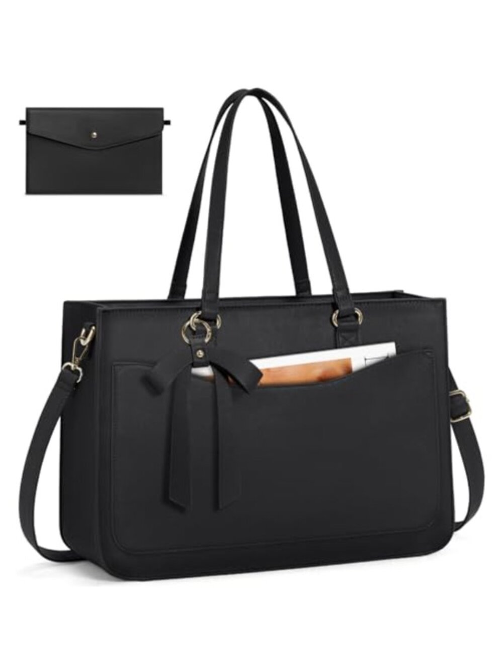 PU Leather Laptop Tote Bag 15.6 Inch Work Briefcase Waterproof